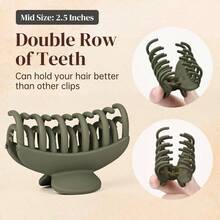 Pinzas para el cabello con doble de dientes, paquete de 4 pinzas pequeñas de garra de 4 cm de largo, mate, antideslizante, accesorios para el cabello corto para mujeres - Paquete de 4 unidades (1 paquete) + Negro, Verde, Caqui, Azul - Ver 3