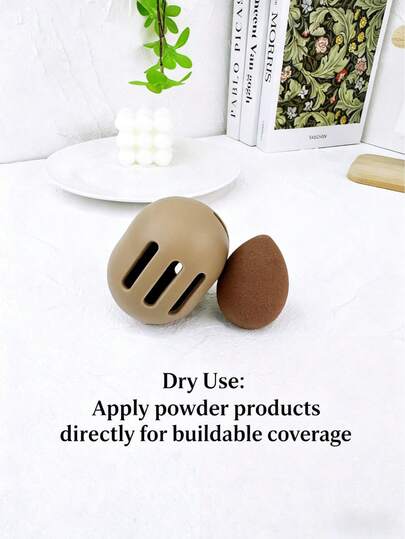 1pc Makeup Sponge With Dust Cover, Silicone Makeup Sponge Storage Case, Travel Makeup Puff Storage Box