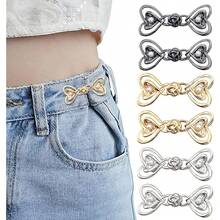 6 Pairs Waist Tightener Clips, Waist Cincher Clip, Waist Tightener, No Sewing, Adjustable Heart Pant Waist Tightener For Loose Jeans, Skirts, Sleeves, Sweaters Clothing Accessories - 6 Pcs - View 1