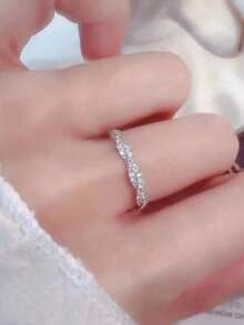 1 Pc Pretty Cubic Zirconia Ring For Women For Wedding Engagement Anniversary Party Jewelry Valentine's Day Gift - 1# - View 6