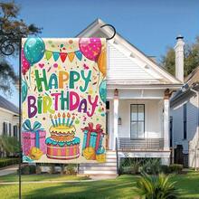 1pc Happy Birthday Cake Garden Flag, Perfect For Outdoor & Indoor Decorations - Nhiều màu - Xem 2