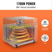 12-IN-1 Air Fryer Toaster Oven, 25L Convection Oven, 1700W Stainless Steel Toaster Ovens Countertop Combo With Grill, Pizza Pan, Gloves, 12 Slices Toast, 12-Inch Pizza, Home And Commercial Use - 灰色 - 查看 3