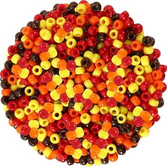 200 Pcs Fall Pony Beads -6x9mm Acrylic Beads Autumn Colored DIY Crafts Supplies Ideal For Braids & Friendship Bracelets