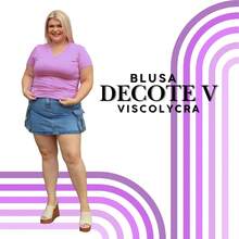 Blusa Feminina Decote V Plus Size sem estampa em viscolycra leve confortável ideal para trabalho ou dia a dia 3013.6.C3 - Lilás - Visão 3