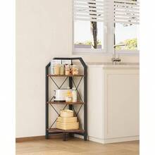 59.4" Corner Shelf 5-Tier Industrial Corner Bookshelf Corner Storage Stand Plant Stand Display Shelf Bookcase For Bedroom Living Room Home Office Rustic Brown And Black TCJ10BF - 鄉村棕色和黑色+3層 - 查看 1