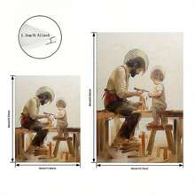 1 PC St. Joseph And The Infant Jesus Woodworking Scene Canvas Wall Art, Modern Abstract Retro Christian Wall Art, Religious Inspirational Bible Story Painting Print, Suitable For Christmas, Easter, Thanksgiving Decoration Gift, Living Room, Office, Church, Etc., Home Decoration, Framed, Ready To Hang Immediately - 彩色 - 查看 6