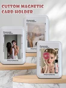 Customized Magnetic Card Holder, Magnetic Phone Card Holder Compatible With Customized With Photos Of Couples, Family, Pets, Anniversaries, Etc. Customized Gift - White - View 3
