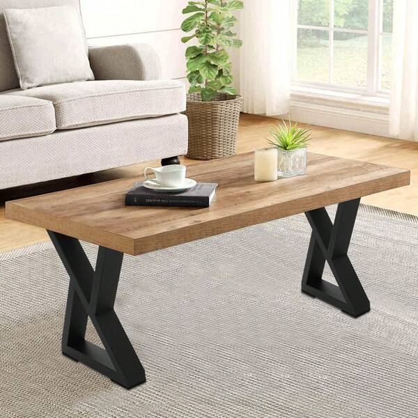 RibasuBB Heavy-Duty X-Shaped Table Legs, 441lbs Load Capacity, Carbon Steel, Black, DIY Bench Legs For Coffee Tables, Desks, TV Stands - Easy Install, Modern Design