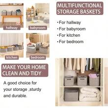 - Paquete de 4 cestas de almacenamiento para organizar, cubos de almacenamiento para estantes, cestas rectangulares de almacenamiento con asas, cestas tejidas para almacenamiento, 12. - blanco - Ver 7