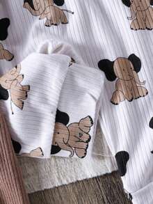 2 套男婴经典圆领罗纹纯色长袖上衣和松紧袖口裤子套装 + 大象印花圆领长袖上衣和松紧袖口裤子套装，秋冬