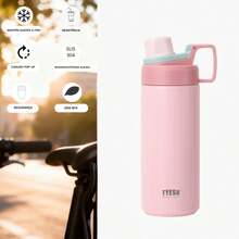 TYESO 900ML (30OZ) Vacuum Insulated Water Bottle With Carrying Handle, Iridescent Colors. Stainless Steel Coffee Cup With Straw, Thermal Bottle, Thermal Cup, 100% Leak-Proof, Keeps Temperature For 24 Hours For Hot/Cold Drinks Or 10 Hours For Hot Drinks. Suitable For Water, Iced Tea, Coffee, Smoothies And Other Beverages. An Ideal Choice For Festive Or Birthday Gifts. - Rosa - 查看 14