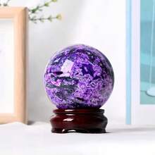 Neues Produkt Natürliche Kristallkugel, handpoliert, Lila Moosachat Kugel für Dekoration - Violett - Übersicht 6