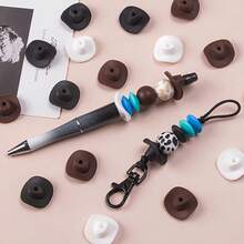 7/9pcs Cowboy Hat Silicone Beads - 21mm Mini Cute Beads With 3 Solid Colors & Mixed Set Options, Fashion Decorative Craft Supplies For DIY Jewelry Making Kit - Unisex For Students, Office Workers, Crafters & Gift Buyers, Perfect For Necklaces, Bracelets, Keychains, ID Badge Lanyards & Pen Beads - Cowboy Hat - View 4