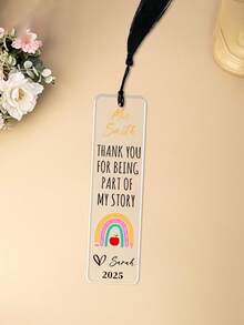 Marcador de página personalizado em acrílico, presente de agradecimento para professores, marcador de página em arco-íris, presente de agradecimento, presente de volta às aulas, presente para alunos e professores. Tamanho 12 x 3 cm.