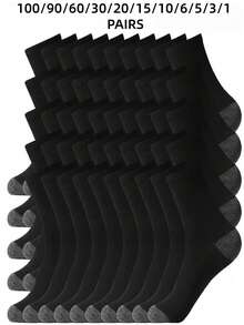 100/90/60/30/20/15/10/6/5/3/1 Pack Classic Black, White, Gray Crew Leg Warmers For Active Men, Comfortable Casual Everyday Wear, Suitable For Leisure, Home, Outdoor Sports, Unisex, Soft Warm Winter Leg Warmers, Stripe Color Block Design, Multi-Color Options, Limited Time Offer