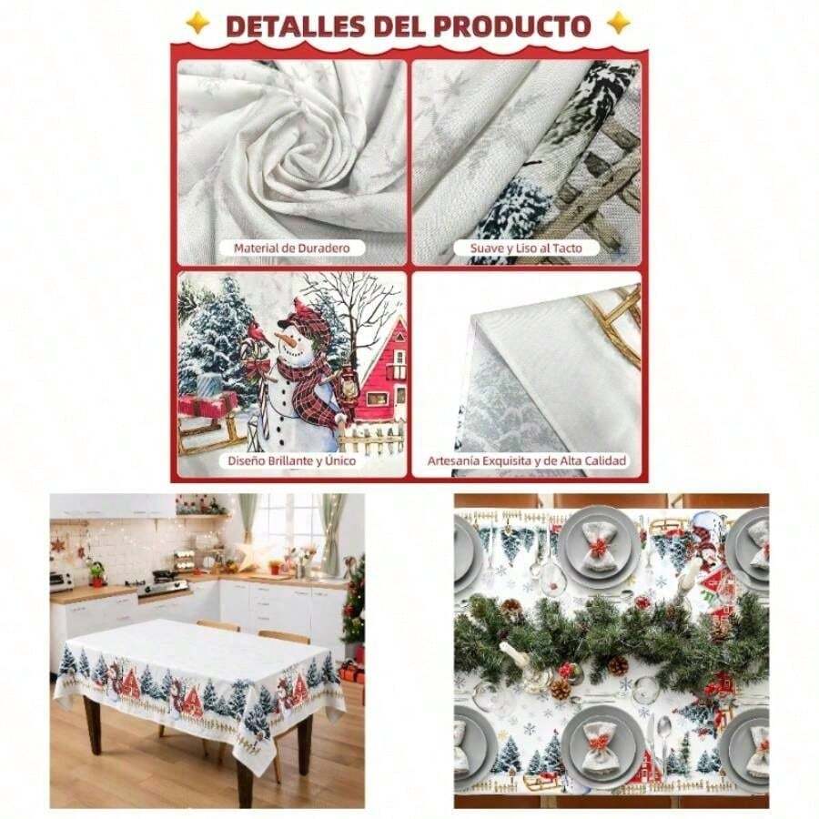 Kitchen Tablecloth - White Snowman - View 1