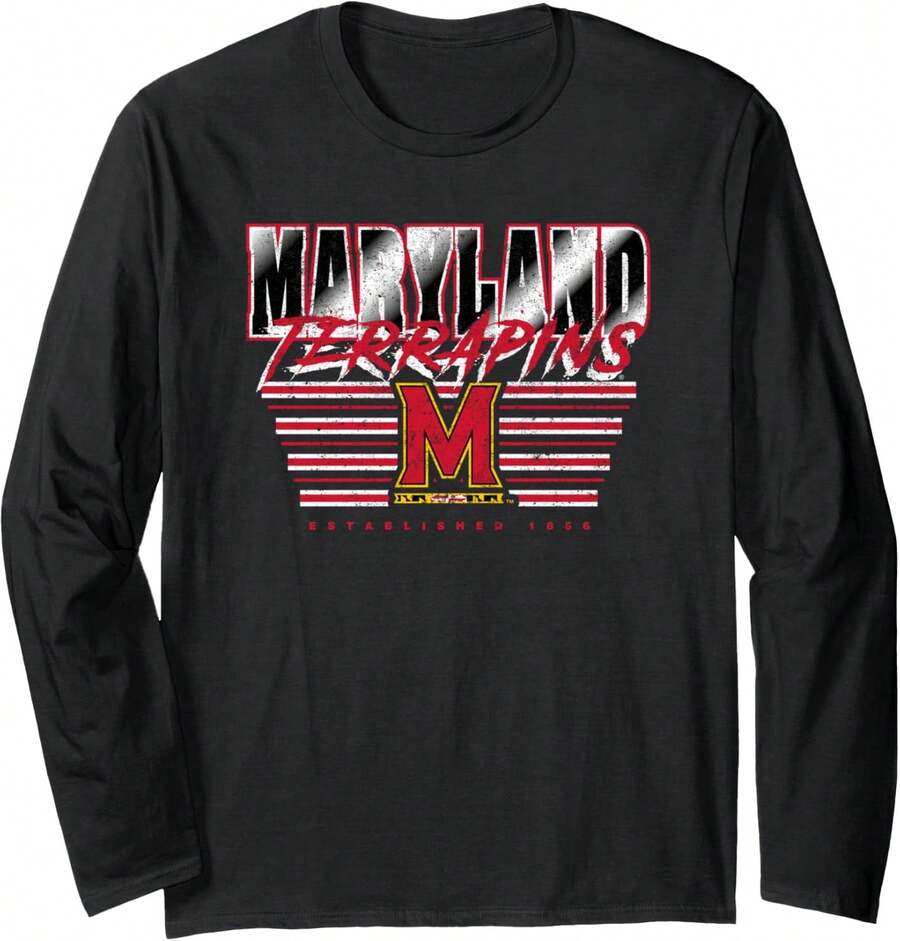 Maryland Terrapins Vintage 90's Decibel Black Long Sleeve T-Shirt - 黑色 - 查看 1