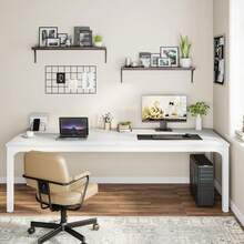 Tribesigns Großer Schreibtisch 200x70cm, Büroarbeitstisch PC-Tisch für 2 Personen, Home Office Arbeitsplatz mit großer Ablagefläche, weiß - Weiss - Übersicht 8