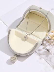 1pc Women's Minimalist Cubic Zirconia Cross Pendant Necklace, Suitable For Daily Wear (No Gift Box) - Silver - View 1