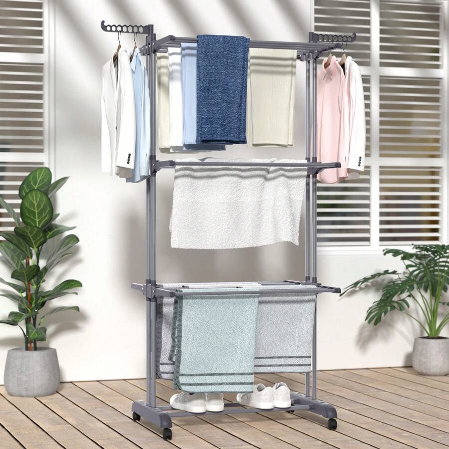 Oak&Tea Clothes Drying Racks - رمادي - مشاهدة 1