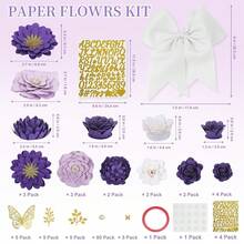 Paper Flowers For Graduation Cap Decoration Kit, Small Roses Flores For Crafts, 3D Flores For Shadow Box Projects,GradientPurple - 漸層紫 - 查看 6