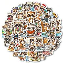 56pcs/Set Animal Stickers, Raccoon Pattern Sticker Pack, Creative Decals For Festivals Cheering And Party, Decorative DIY Gifts, Artistic Stickers For Diary, Laptop, Notebook, Water Bottle, Phone Case, Aesthetics Stickers For Teens Adults, School Supplies - Multicolor - View 1