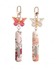 1/2pcs Crystal Butterfly Pendant Perfume Sub-Bottling, With Keychain Flower Butterfly Print Pattern Cosmetic Bottle, Women'S Bag Pendant, Bottom Filling Perfume Sub-Packaging Tool, Birthday Gift For Family And Friends, Holiday Gift, Suitable For Travel Portable 5ml - Nhiều màu 2 - Xem 5