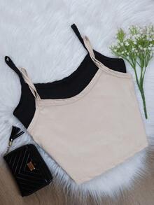 Set Of 2 Women's Ribbed Tank Tops With Spaghetti Straps – Casual Fashion (S/M/L) - Multicolor - View 2