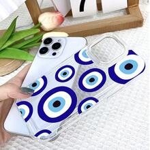 Essential Clear Series Phone Case Everyday Blue Evil Eye Circle Pattern Design Compatible With   17 Pro Max/16 Pro Max/16 Plus/ 15 Pro Max/15 Plus/14 Pro Max/14 Plus/13 Pro Max/13 Plus/12 Pro Max/11 Pro Max/XS Max/ S24 Ultra All Models Airbag Drop Protection Design | Phone Case - 無色 - 查看 6