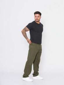Men's Green Twill Balloon Pants, Wide Leg Style - Green - View 8