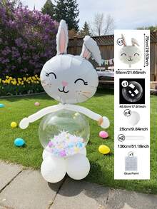 45pcs/Set Easter Theme Party Rabbit Shaped Decorative Balloons, Cute Lop-Eared Rabbit Balloons, 3 Styles, 18-Inch Clear Bubble Balloons, Suitable For Easter Balloon Arch Decoration, Easter Balloon Wreath Decor - Multicolor - View 14