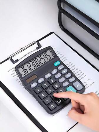 1pc Desktop Calculator, Single Power Source, 12-Digit Large Display & Large Buttons, Multipurpose, Suitable For Commercial, Financial And Accounting Use Back To School