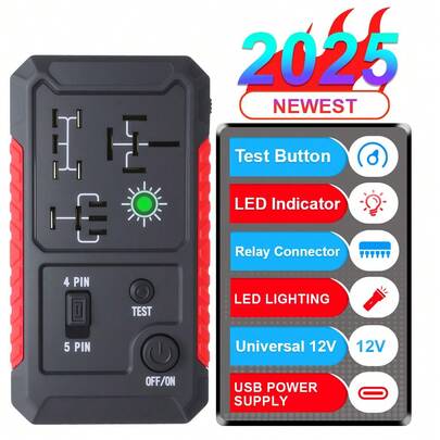 LED Indicator Type C Port Car Relay Tester 12V Circuit Tester Automotive Electronic Relay Tester LED Lighting Car Battery Checker