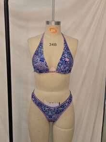 New Sexy Fashion Neck Tie Floral Print 2 Pieces Bikini Set Swimwear For Women, Beach/Vacation