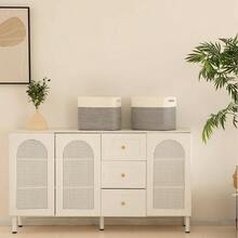 - Cestas de almacenamiento rectangulares de algodn, 2 unidades, Gris - Gris - Ver 6