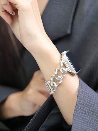 Heart-Shaped Metal Watch Strap, Compatible With Apple Watch 38/40/42/44/45/46/49 Mm, Fits The S10-1 Ultra SE Series, Stylish, Durable, Adjustable, Suitable For Everyday Wear, Work, Parties, And Outdoor Activities (Watch Not Included).