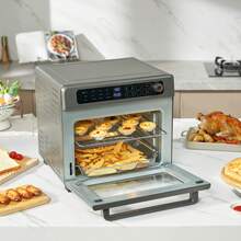 12-IN-1 Air Fryer Toaster Oven, 25L Convection Oven, 1700W Stainless Steel Toaster Ovens Countertop Combo With Grill, Pizza Pan, Gloves, 12 Slices Toast, 12-Inch Pizza, Home And Commercial Use - 灰色 - 查看 9