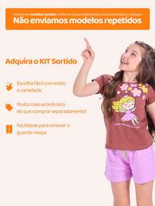 6-Piece Girls' Summer Clothing Set - 3 T-Shirts + 3 Shorts - 彩色 - 查看 7