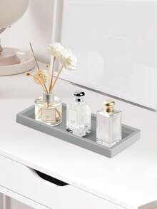 Bathroom Vanity Trays - 2 Packs (7.8 Inch And 11.8 Inch) Silicone Bathroom Trays, Suitable For Countertops, Can Hold Perfume, Keys, Trinkets, Rings, Etc., Can Also Be Used As Decorative Soap Dispensers, And For Kitchen Sink Storage. (Gray) , Makeup Room Decor - Multicolor - View 3