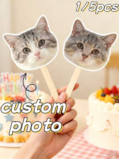 1/5 piezas Palo con cabeza grande personalizado de mascota, personalizado con foto de mascota, perfecto para actividades de fiesta, celebración de festivales, entusiastas de mascotas, agrega ambiente festivo, adecuado para Navidad, cumpleaños, San Valentín, fiestas de mascotas, eventos temáticos de mascotas, fiestas de cumpleaños de mascotas, eventos de adopción de mascotas, días festivos de mascotas