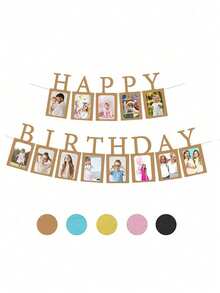 1 Set Happy Birthday Photo Frame Banner, Birthday Party Supplies Happy Birthday Banner - Multicolor - View 11
