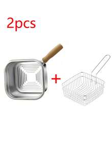 Stainless Steel Square Frying Pan, Household Milk Pot Noodle Pot, Outdoor Portable Tempura Fryer, Compatible With Common Stoves, For Cooking, Holding Soup, Serving Food - Multicolor - View 11