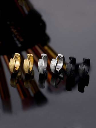 1pc Fashionable Matte Hoop Earrings, Versatile Unisex Earrings