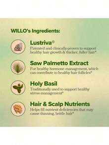 WILLO Hair Growth Support For Women -SupportsThicker, Fuller Hair & Healthy Hair Growth - 30Servings - 2 - Xem 5