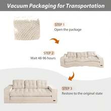 MAXYOYO Convertible Sofa Bed,Pull-Out Double Sofa Bed,2-In-1 Folding Sofa Bed Filled With High-Density Sponge,Folding Floor Sofa With Pillows,Suitable For Living Room,Bedroom,Study - 3 Seater-Beige - 查看 6