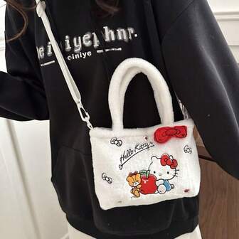 Różowa pluszowa torba na ramię Sanrio Hello Kitty z kreskówkową postacią, Melody, Kuroi, Katie, mała torebka, uroczy prezent dla dziewczynki