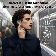 Auriculares bluetooth, auriculares inalámbricos, tiempo de reproducción duradero, caja de carga inalámbrica, tapones para los oídos deportivos, para televisores, teléfonos, computadoras portátiles - Rosa Fucsia - Ver 8