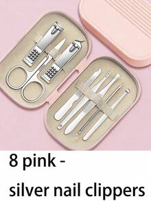 8/14 Pcs Luxury Manicure & Pedicure Set, Stainless Steel Nail Clippers, Nail Scissors, Ear Spoon, Unisex, With Travel Case, Christmas Gift - Multicolor - View 14