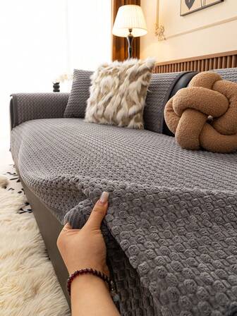 1pc Warm Plush Winter Sofa Cushion, Minimalist Modern Style Sofa Seat Cover Sofa Protector, Pet-Friendly Anti-Scratch Sofa Cover, Machine Washable Home Decor, Suitable For L-Shaped Combination Sofa And 1/2/3/4 Seater Sofa (Sold Separately)