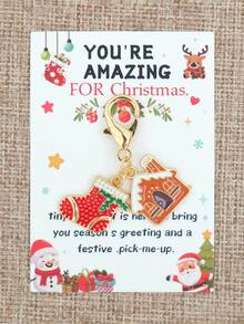 4pcs Christmas Keychain Set - Santa Claus & Gift Box / Snowman & Candy Cane / Christmas Tree & Garland / Stocking & House Metal Keychains, Bulk Party Decorations & Favors For Christmas - Elegant, Christmas Gift Ideas, Christmas Gifts Bulk Bag Charms Car Accessories Teacher Friend Sister - A - View 5